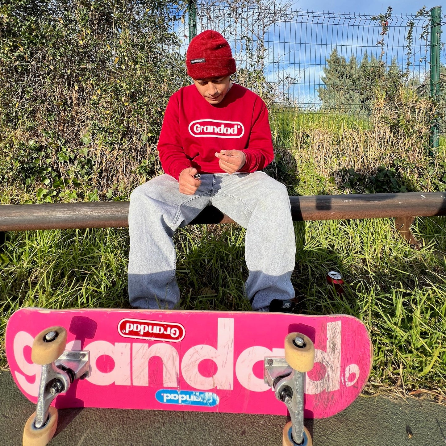 large skateboard logo sweatshirt - red