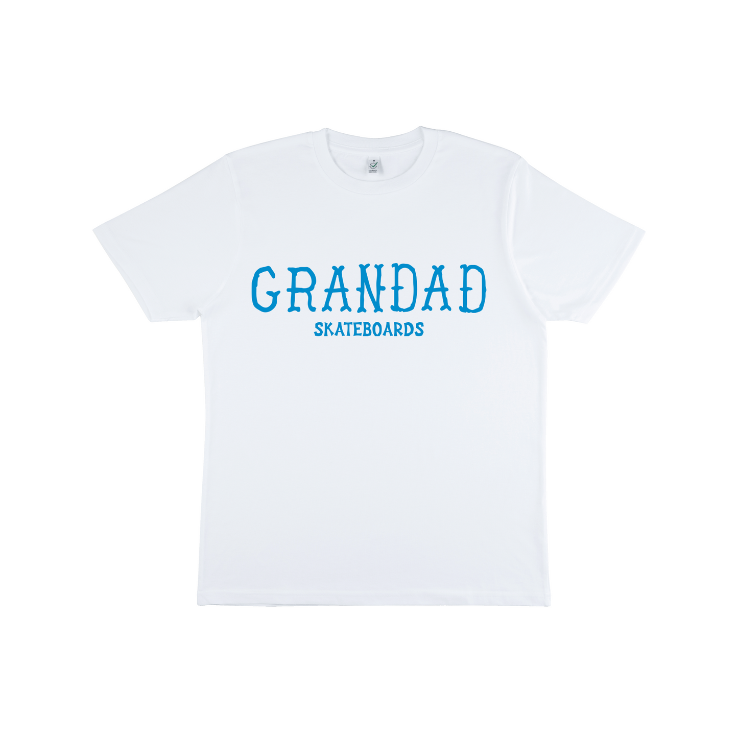 White Grandad Skateboards Dead Alen large logo tee (Blue Logo)