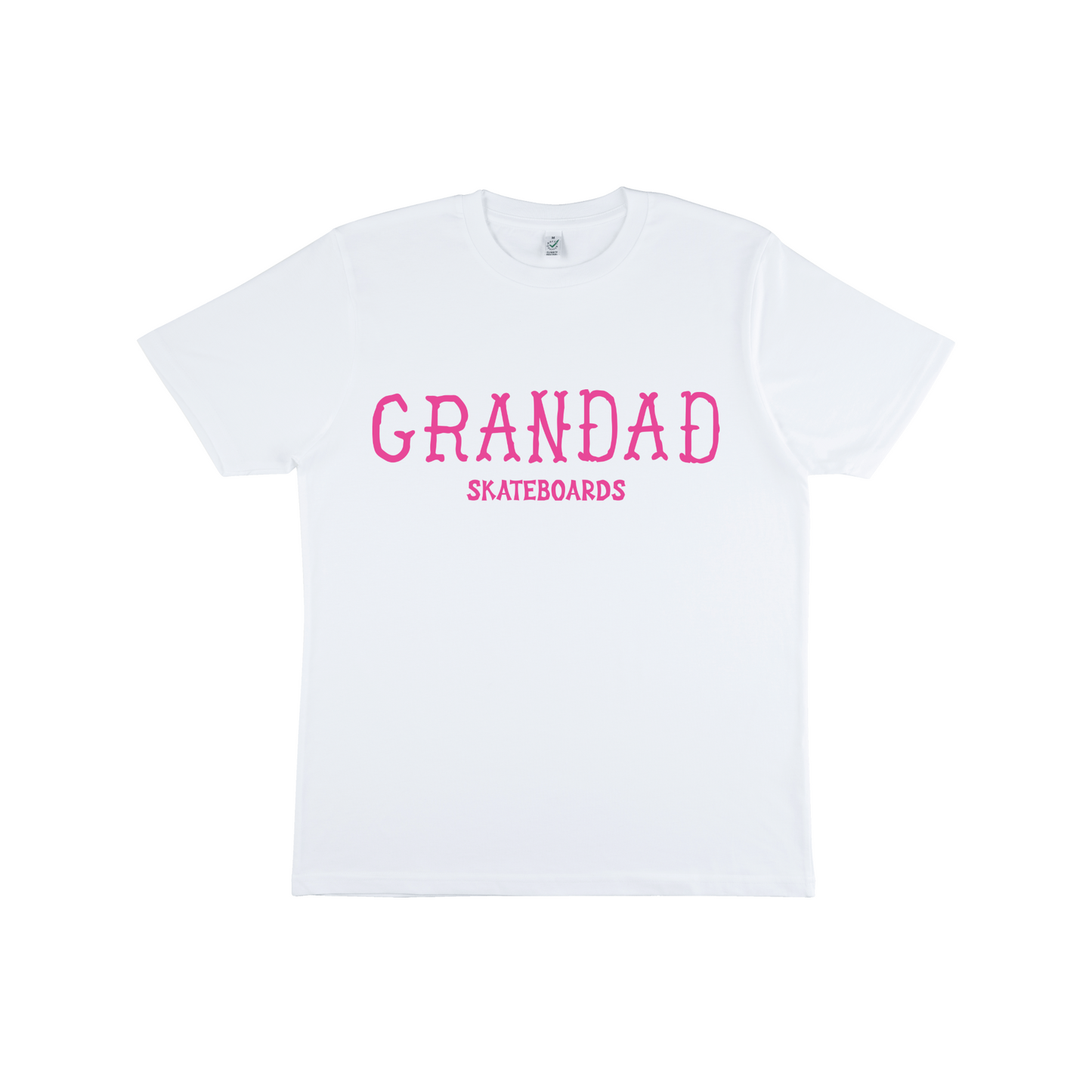 White Grandad Skateboards Dead Alen large logo tee (Pink Logo)