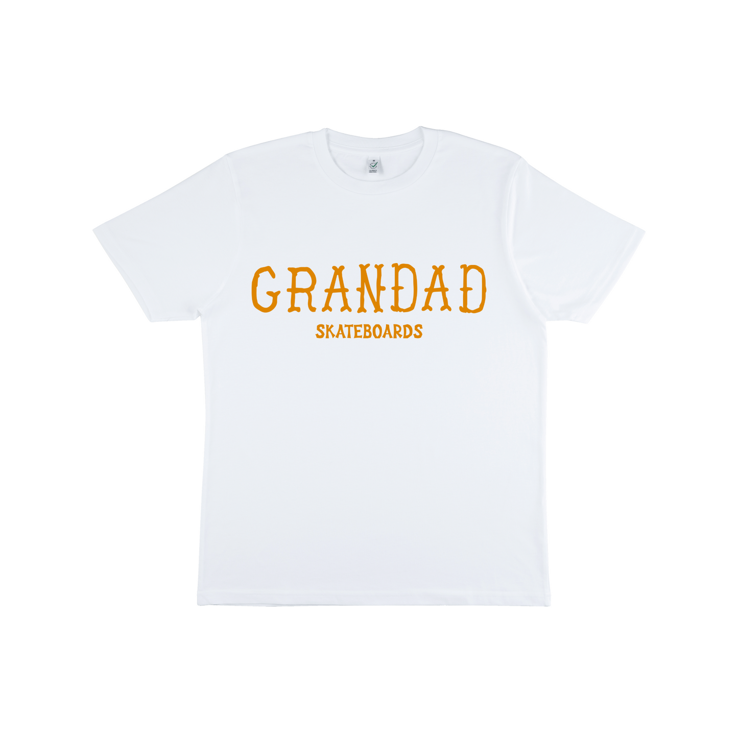 White Grandad Skateboards Dead Alen large logo tee (Orange Logo)