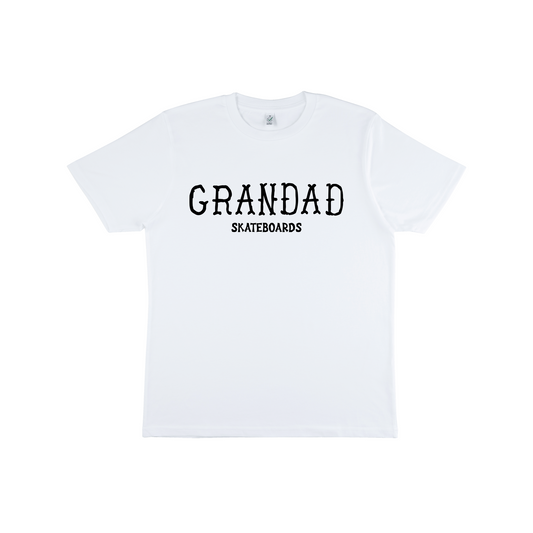 White Grandad Skateboards Dead Alen large logo tee (Black Logo)